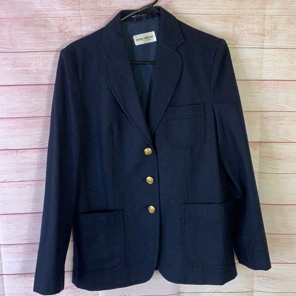 Young Collector Navy Blue 80%Wool Blazer Jacket Size 16‎
